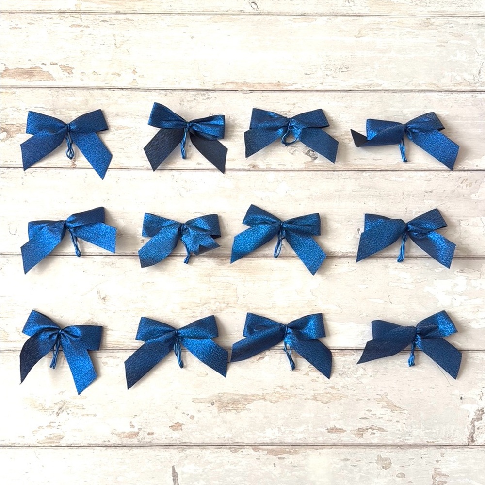 Blue Glitter 12ct Holiday 6in Christmas Hannakuh Bows Decor Decorations NEW